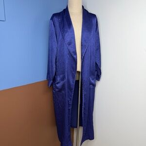Victoria's Secret Gold Label Vintage Purple Crinkle Satin long Robe‎ Small